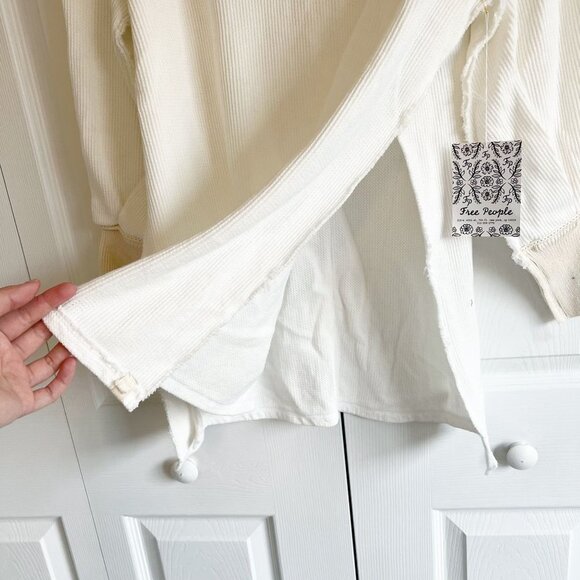 Free People Asher Ivory White Long Sleeve Thermal Top Women's Size X-Small XS - Picture 5 of 7
